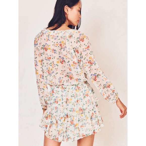 LoveShackFancy Silk Floral Popover Dress - Picture 10 of 14